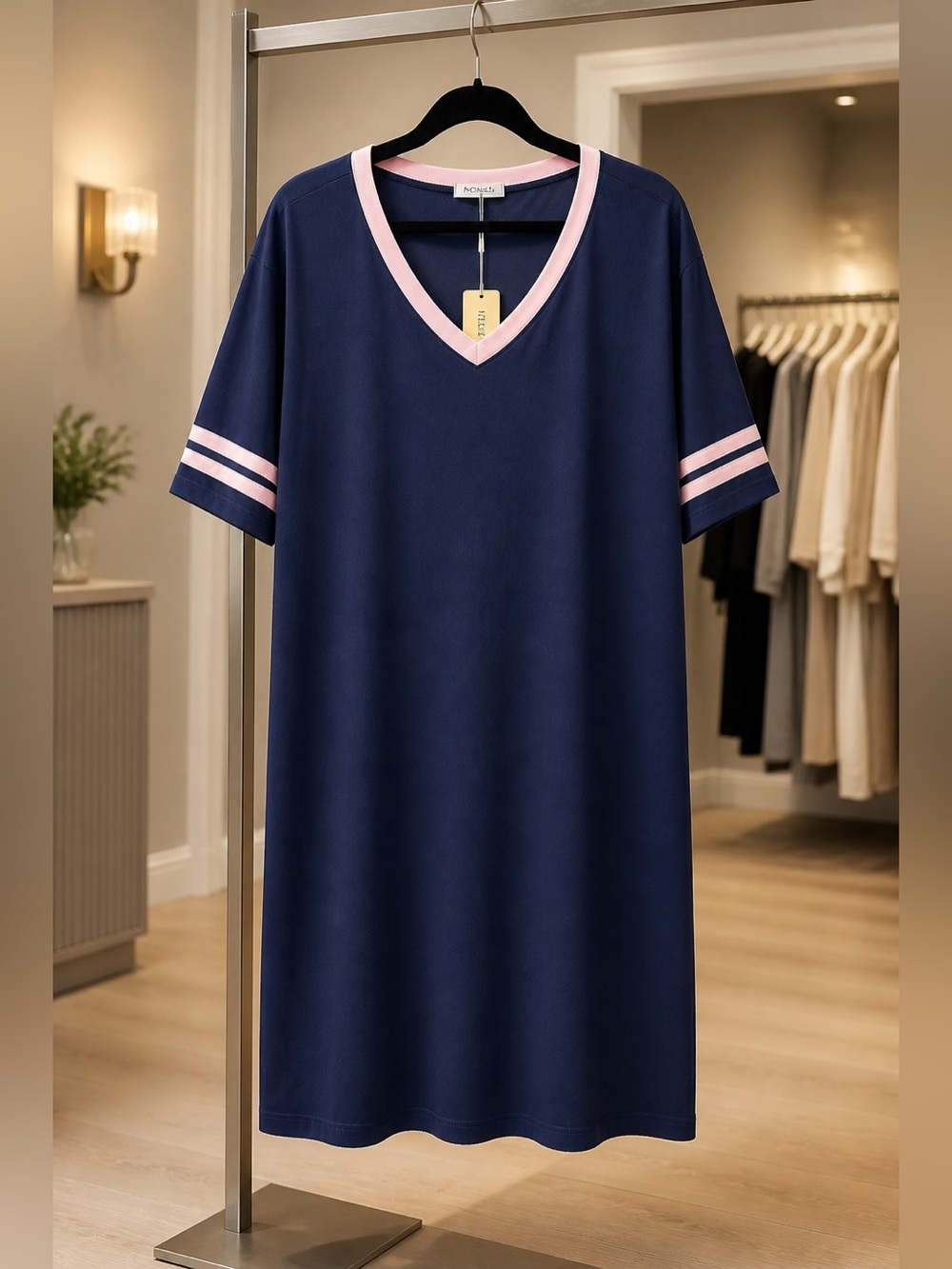 NWT Ekoeaur Women’s Plus Size Blue V-Neck Short Sleeve Nightgown Pajamas - 3XL